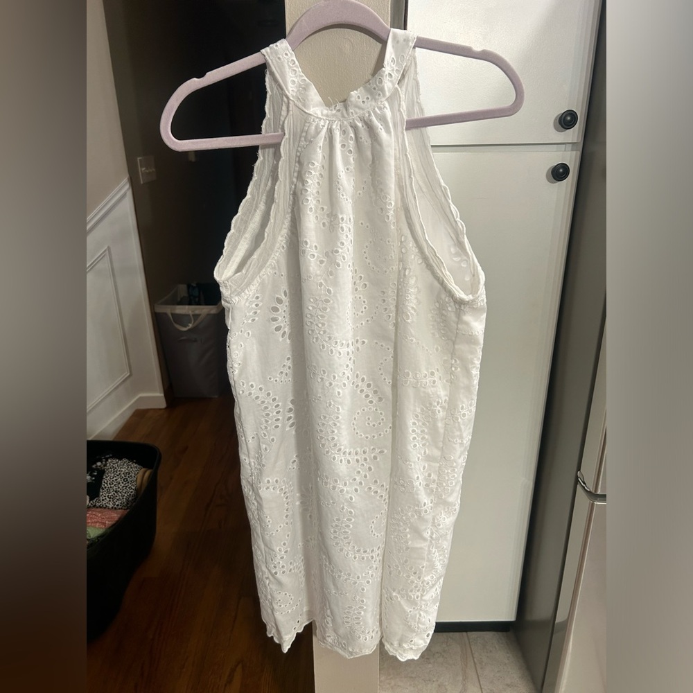 White high neck sun dress. Tie at neck. Size L. SHEIN. Never worn.